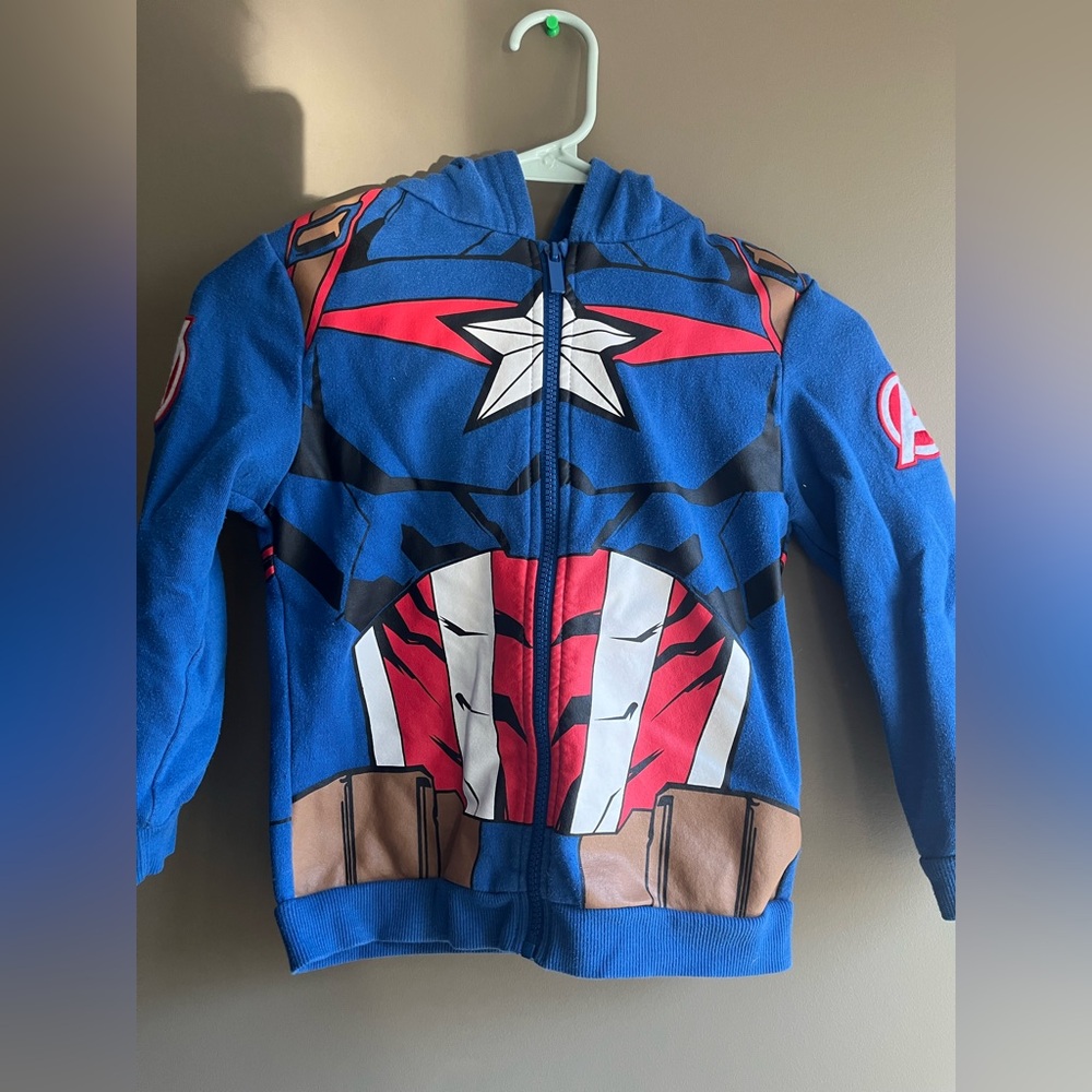 Marvel Captain America Blue and Red Superhero Hoodie